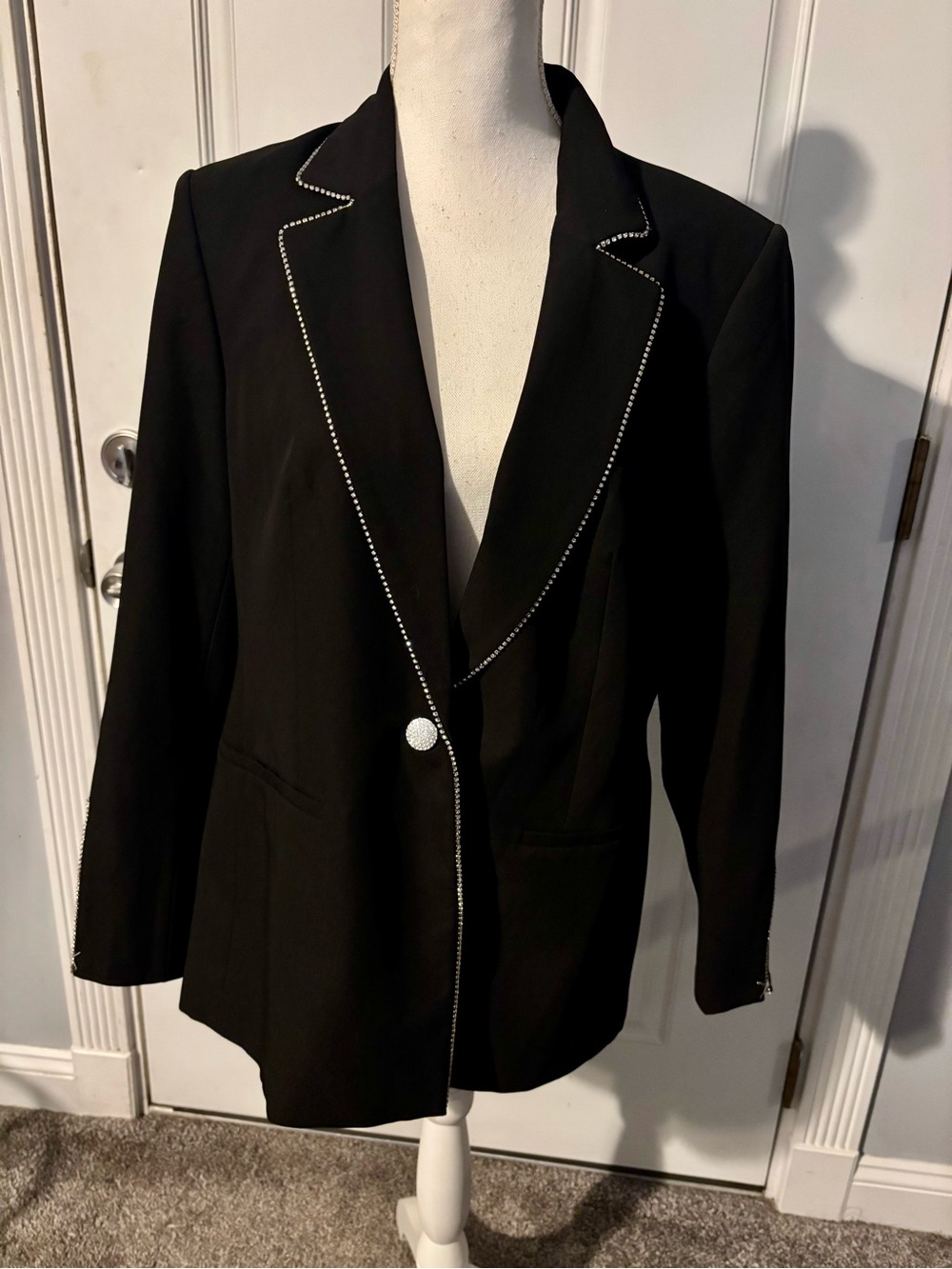 Karl Lagerfeld Black Blazer with Rhinestone Trim size 14